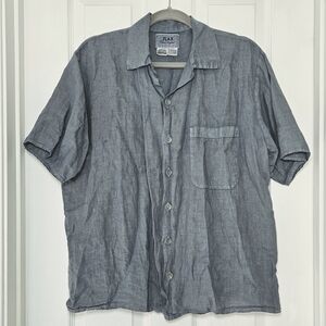Flax Jeanne Engelhart - 100% Linen Oversized Button Down Short Sleeve Blouse - S